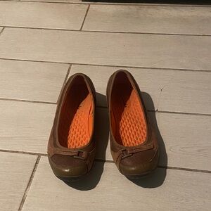 Clarks Brown Flats with Orange Interior